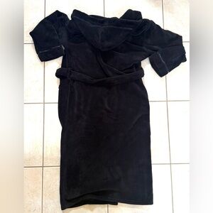 Men’s David Arch Black Plush Bathrobe Size Large